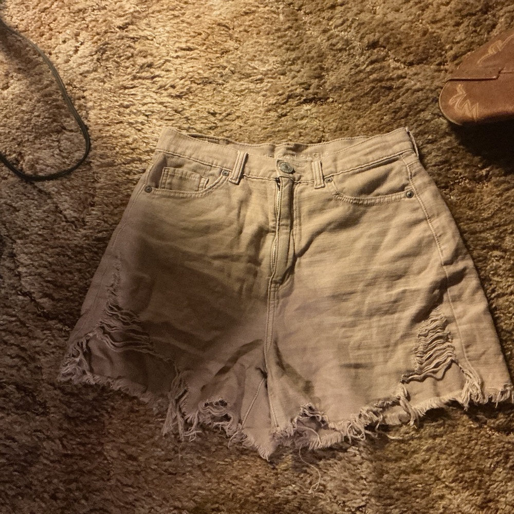 AE tan jean shorts